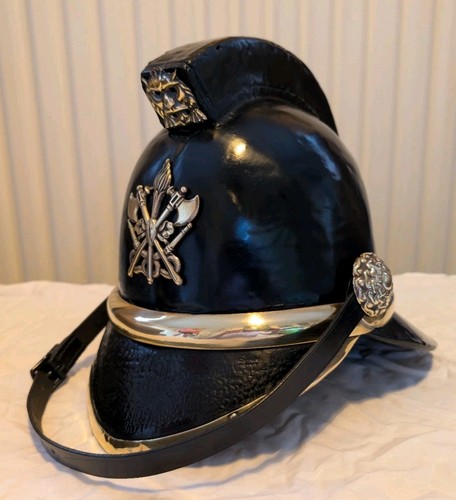 Leather fire brigade helmet - leather,