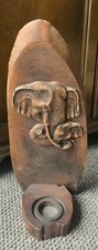 HANDCRAFTED WOODEN TEA LIGHT WALL SCONCE WITH ELEPHANT DESIGN 15” TALL