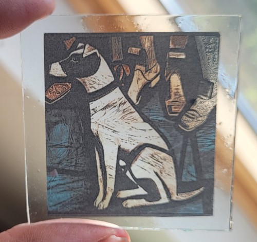 Stained glass dog permanent