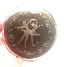VINTAGE KIGU UNUSED RARE STUNNING BALLERINAS POWDER COMPACT POUCH& BOX