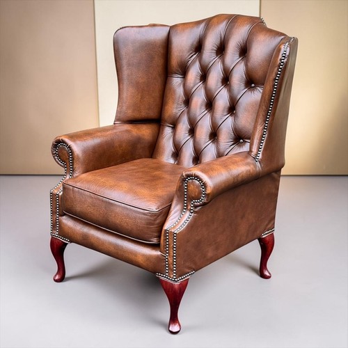 Brown leather chesterfield - leather,