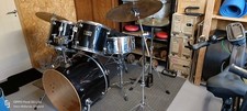 Black Mapex V-Series 5-Piece Drum Kit with Cymbals - Well Used - Collection Only