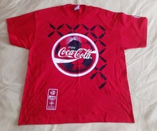 Vintage England Euro 96 Football Coca Cola Coke Mens Red T'Shirt Size XL