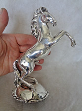 FINE ANTIQUE SOLID SILVER LOADED / FILLED LARGE REARING HORSE / STALLION STATUE