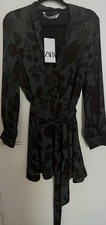 Green Floral Zara dress with belt, Size XL
