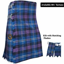 Scottish Tartan Kilt For Men 8 Yard 16oz Acrylic Wool Adjustable Leather Straps