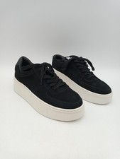 M&S Women's Shoes Size 5 Black White Real Suede Chunky Platform Trainers New F2