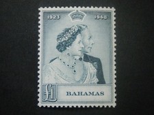 Bahamas KGVI 1948 Royal Silver Wedding £1 slate-green SG195 MM