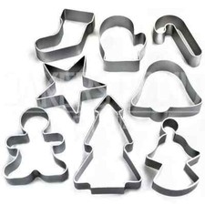 Christmas Metal Cookie Cutters - 8 Shapes - Tree Angel Star Bell Stocking & More