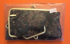 Vintage Retro 1970s Black Oriental Fabric Kiss Clasp Coin Purse Glasses Case Lot
