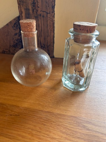 Pair glass spell bottles - pair, of