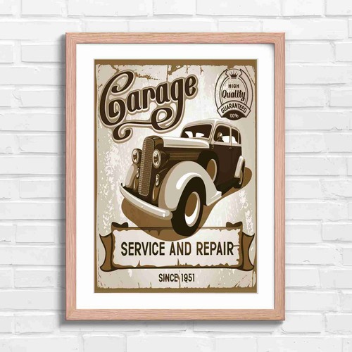 Retro vintage garage - retro,