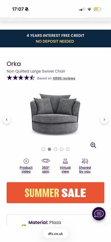 Dfs orka swivel chair non - dfs,