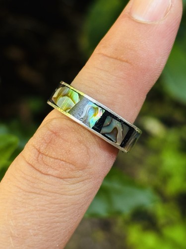 Stg silver and - , paua/abalone