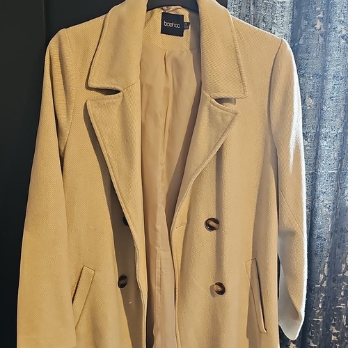 Boohoo beige tweed lined long - tweed,