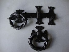 Very good quality complete antique turn handle lift latch set