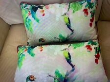 Essenza pair matching small oblong cushions birds trees green foliage stunning