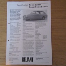 RELIANT Motor Company ROBIN Super Saloon 750cc UK Market Flyer Brochure 1975