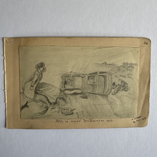 Antique hand drawn folk 1915 - hand,