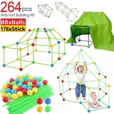 264PCS Building Your Own Den Kit Kid Play Construction Fort Tent Making DIY Gift