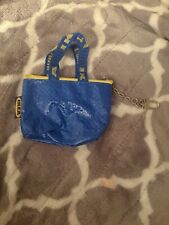 IKEA Knolig Mini Zipper Coin Keychain Bag Tote Key Holder Blue