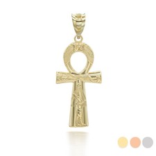 Gold Ancient Egyptian Ankh Cross Pendant Necklace(Available inYellow/Rose/White)