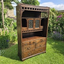 Antique French Breton  Oak Dresser Drawers Sideboard Bookcase 