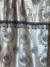 Pale Gold Satin Curtains With Beaded Detail