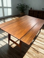 Vintage English Metamorphic Teak Table – Restored, Compact Folding Design –