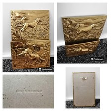 Vintage Peerage Brass Letter Holder Hunting Dog Scene Retriever Shooting England