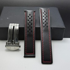 Black Red Leather Watch Strap