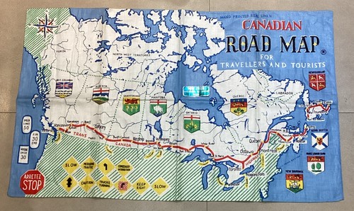 Vintage linen tea towel - tea, canada