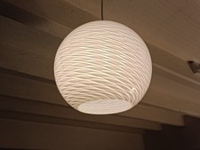 Mid Century Vintage 70s Murano Ribbon Glass Pendant Light Globe Shade