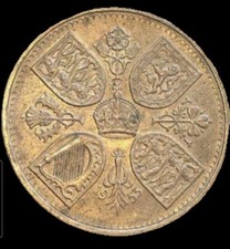 1953 CROWN - Queen Elizabeth Coronation 5 Five Shilling Coin Very Fine condition