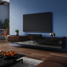 200cm black floating - black, tv