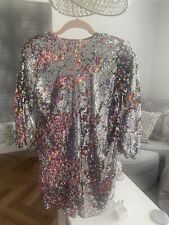 ZARA Stunning Multi-Coloured / Silver Sequin Dress.SIZE S