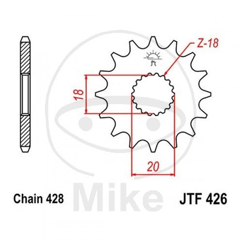 Sprocket teeth pitch 428 - 16,