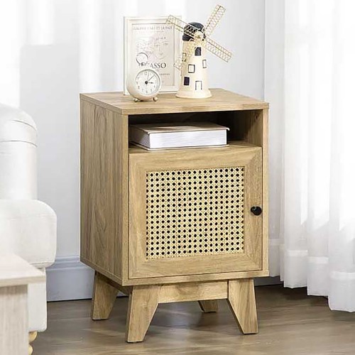 Rattan bedside cabinet wood - rattan,
