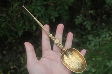 Antique 1910 Ornate Sterling Silver Royal Anointing Spoon 103g George V 25cm