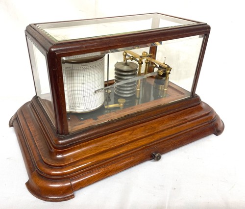 Antique mahogany barograph - mahogany,