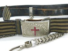 Victorian Masonic Knights Templar Silver Plate Enamel Uniform Belt c1900 Antique