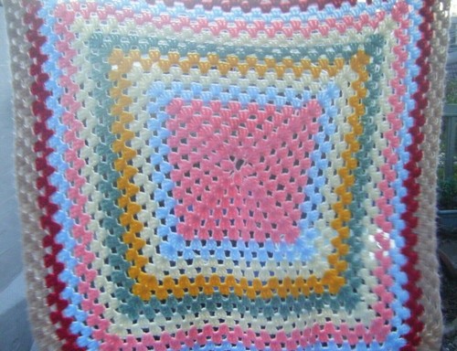 Vintage granny knit blanket - knit,