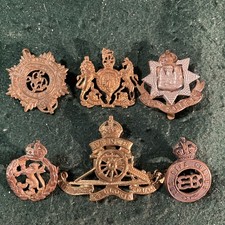 6 x Military Cap Badges  brass pre 1952.  A98