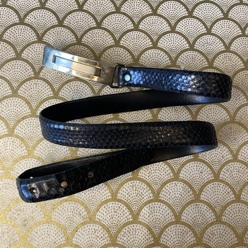 Vintage black snakeskin belt - snakeskin,