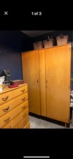 Meredew Mid Century High Gloss Maple Double Wardrobe, British, Danish Designed.
