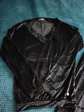 Brand New Ladies black velour tracksuit size s/m with flared trousers