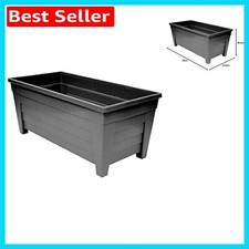 Elegant 55cm Black Plastic Trough Planters - Set of 4 with Self-Watering Feature