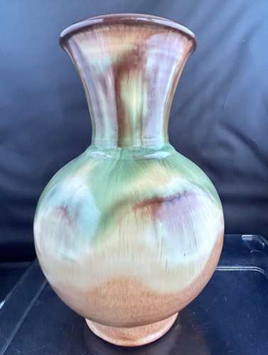 Vintage vase green brown - vase, &