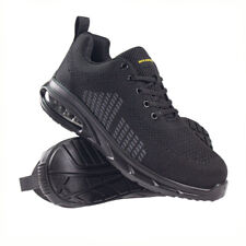 MENS SAFETY ULTRA LIGHTWEIGHT WORK AIR TRAINERS STEEL TOE CAP WOMENS SHOES BLACK
