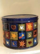 Vintage 90s Celestial Sun Moon Stars Hearts Design Decorative Tin
